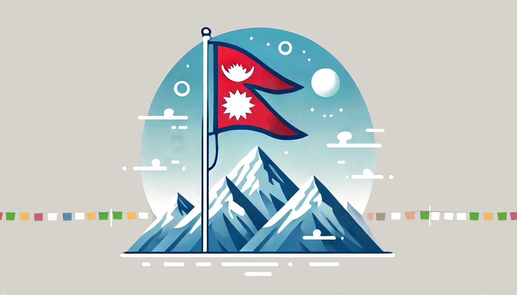 ネパール国旗とエベレストのイラスト