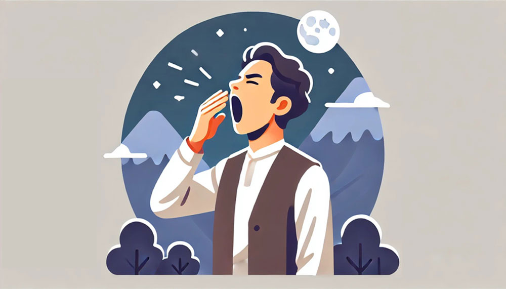 眠たそうなネパールの男性